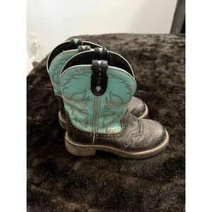 Justin Aqua Cowboy Boots Leather Gypsy Cowgirl Western Gemma Ankle Height 6.5 B